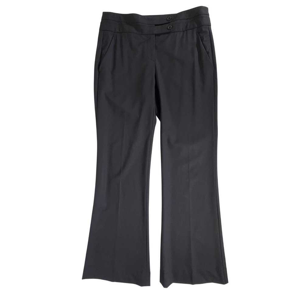 Theory Dress Pants 8 Black Wool Blend Flare Leg Corporate Quiet Luxury Academia